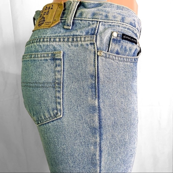 VINTAGE GLOBAL MIND BLUE WASHED JEANS 100% COTTON DENIM STRAIGHT CUT  WOMEN 28 - Picture 15 of 17